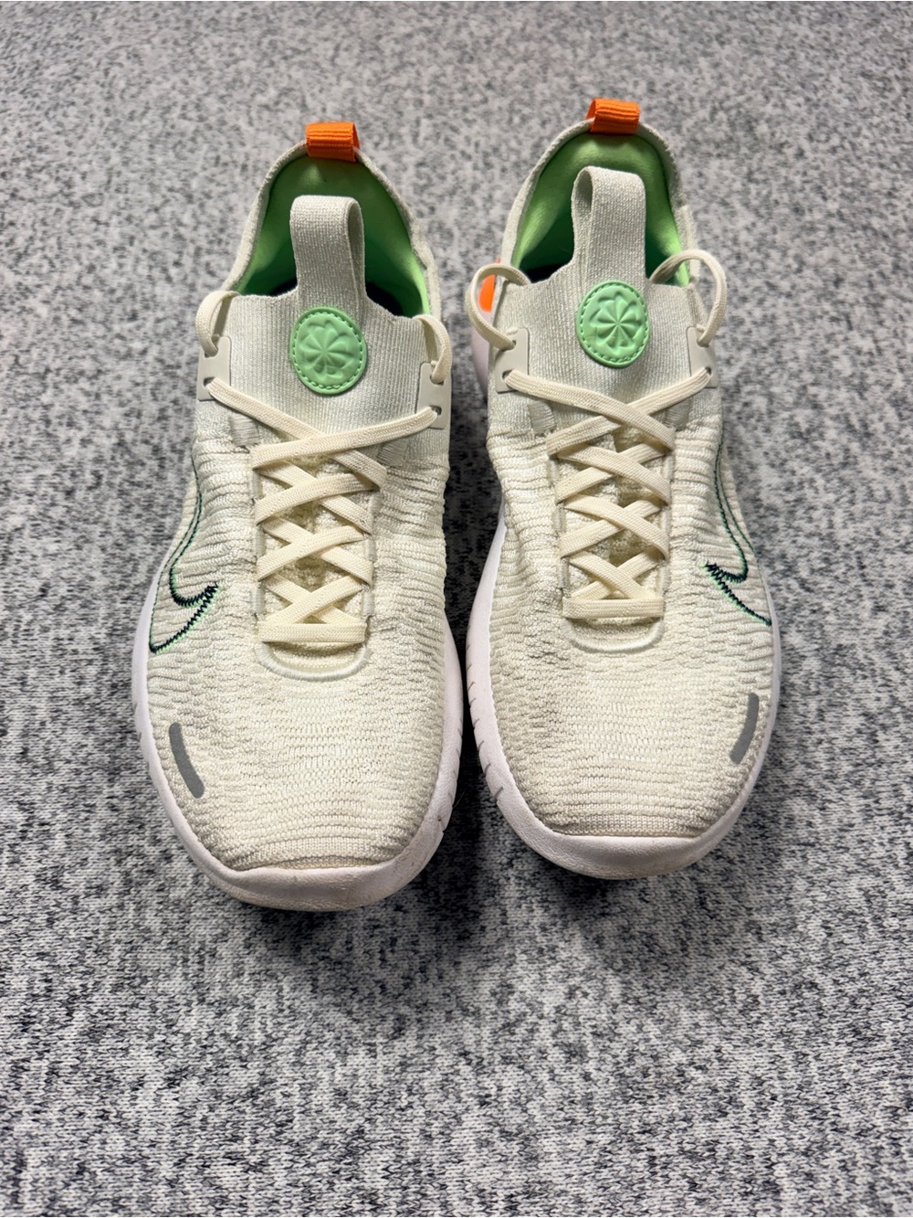 Womens Cream & Green Athletic Shoes